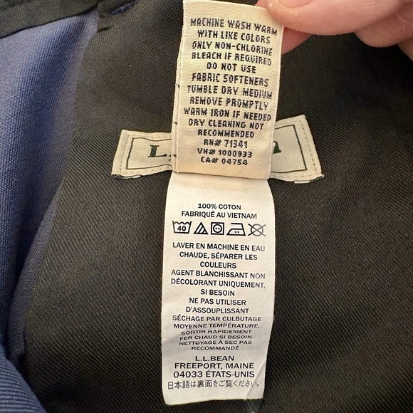 L.L. Bean Pants Men's Wrinkle-Free Chinos Natural Fit Plain Front Navy 36x32 - Picture 9 of 10